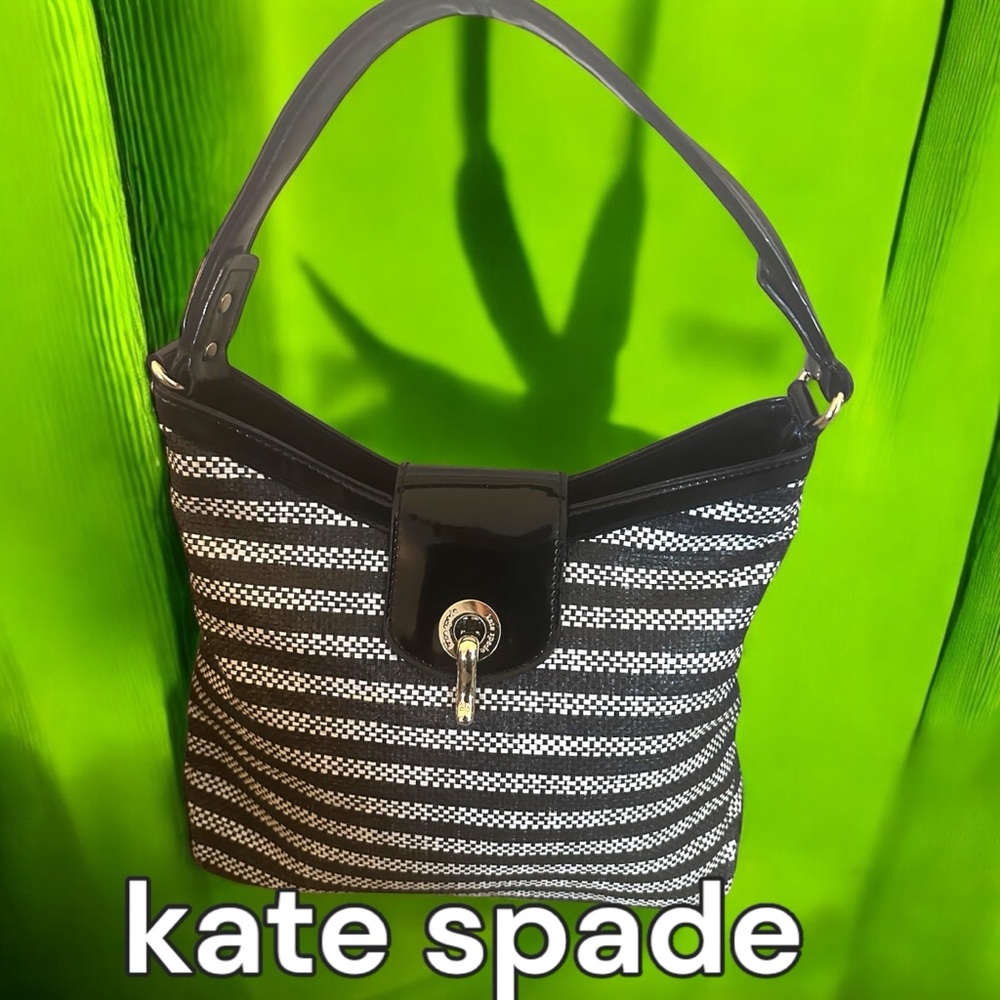 Kate Spade Black and White Striped Tote - Picture 4 of 15